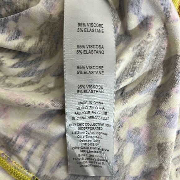 Avenue Patterned 3/4 Sleeve Top Multi Color Yellow Size 20 - Picture 7 of 11